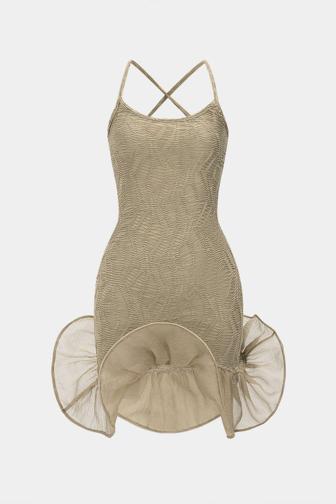 Sleeveless Ruched Patchwork Mini Dress