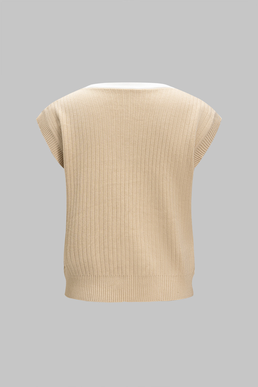 Knit Metallic Button V-Neck Tank Top