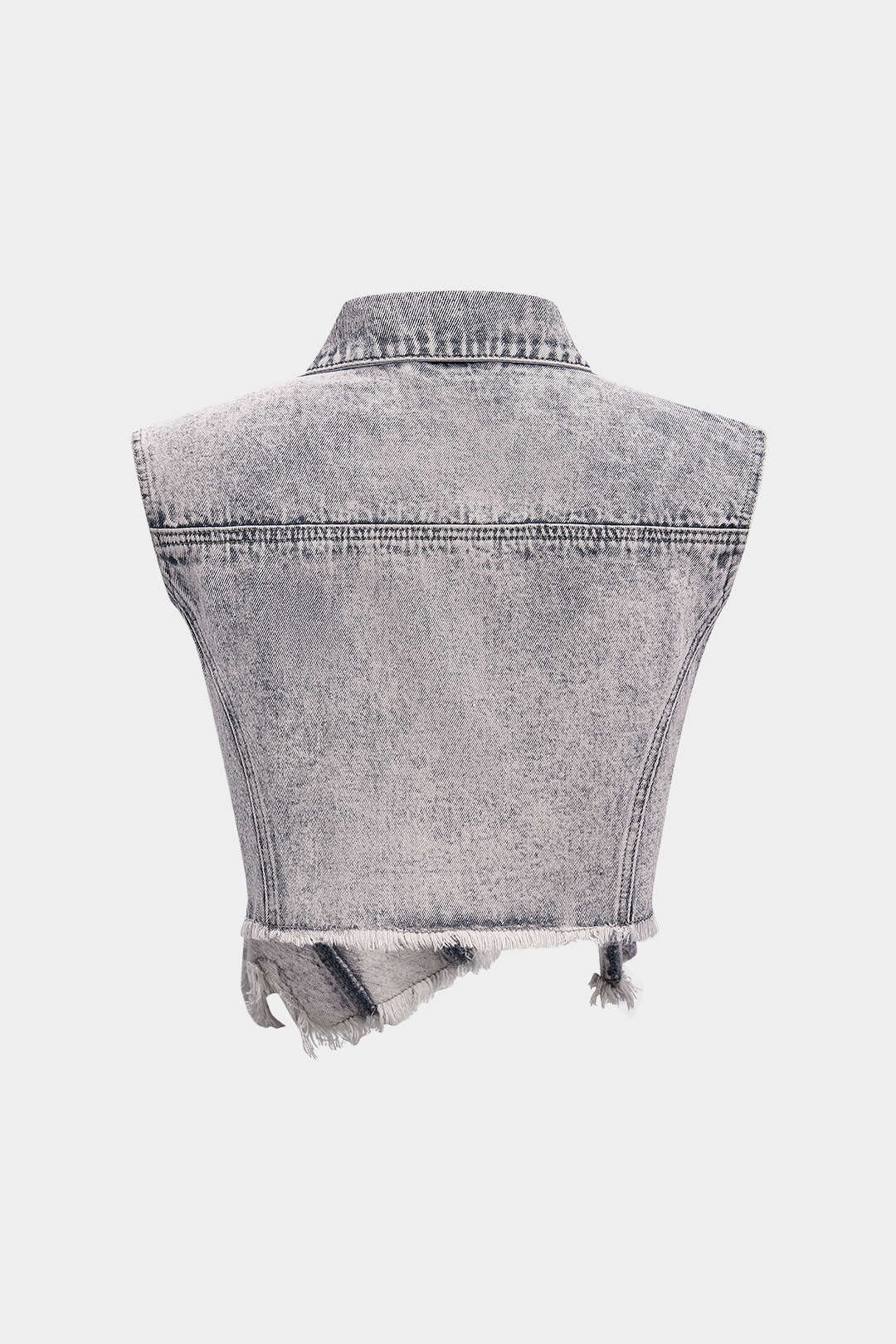 Denim Button Washed Asymmetrical Crop Tank Top