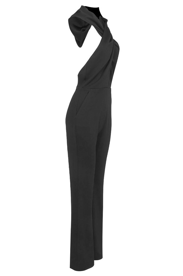 Backless Hooded Jumpsuit With Slip Pockets