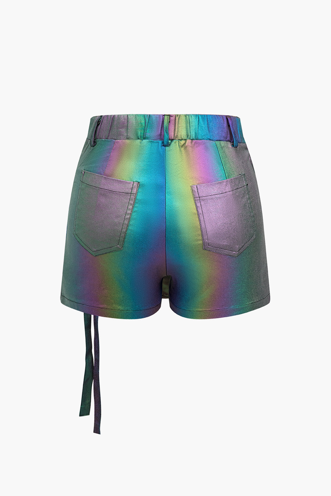 Rainbow Print Asymmetrical Pocket Shorts