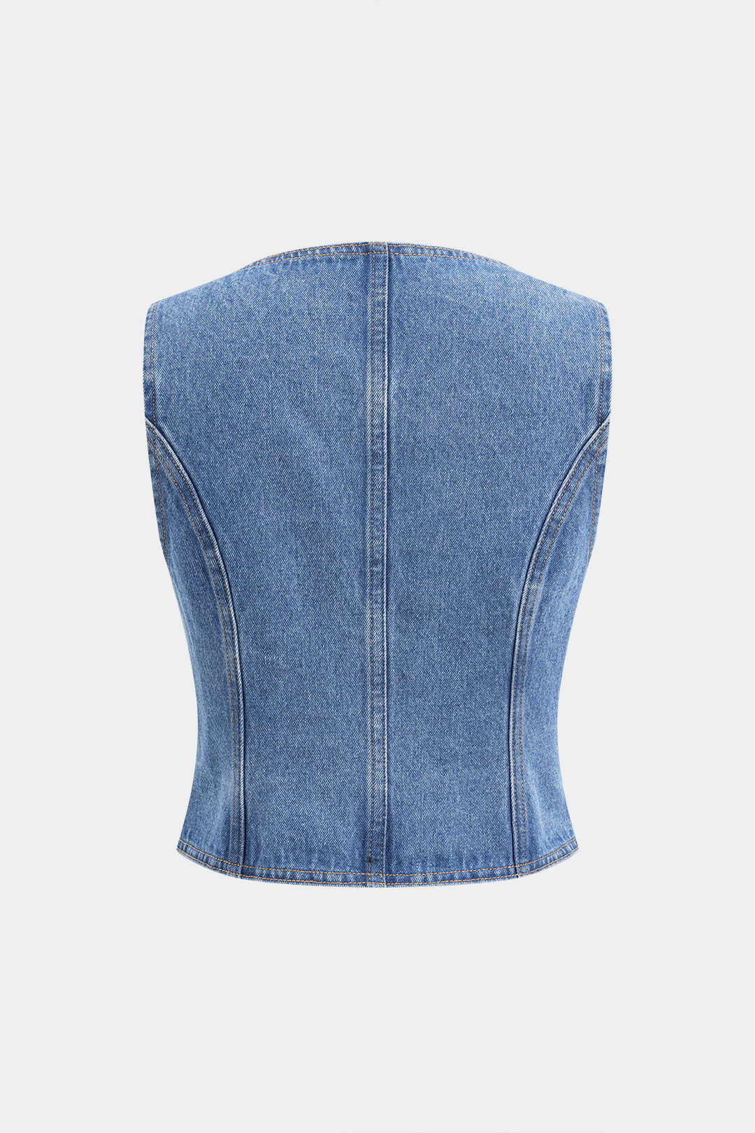 Denim Button Bustier Square Neck Crop Top