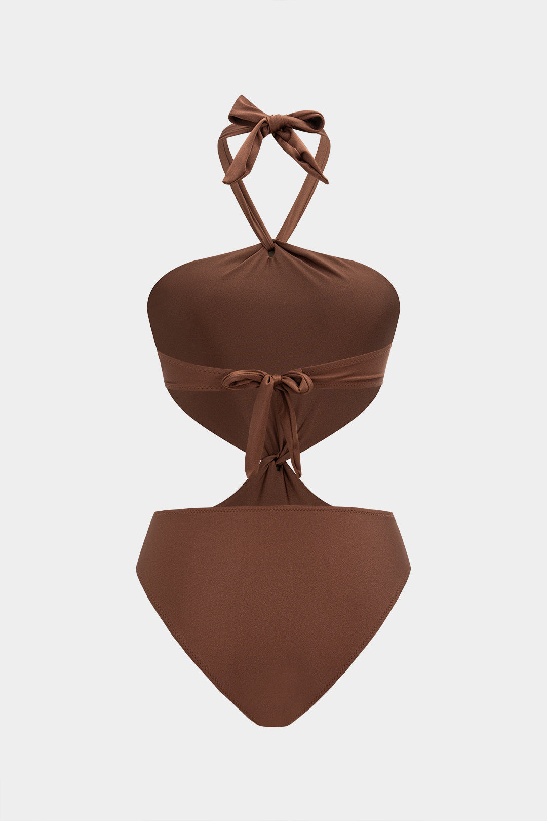 Halter Neck Cut Out Backless Tie-Up One-Piece Swimsuit