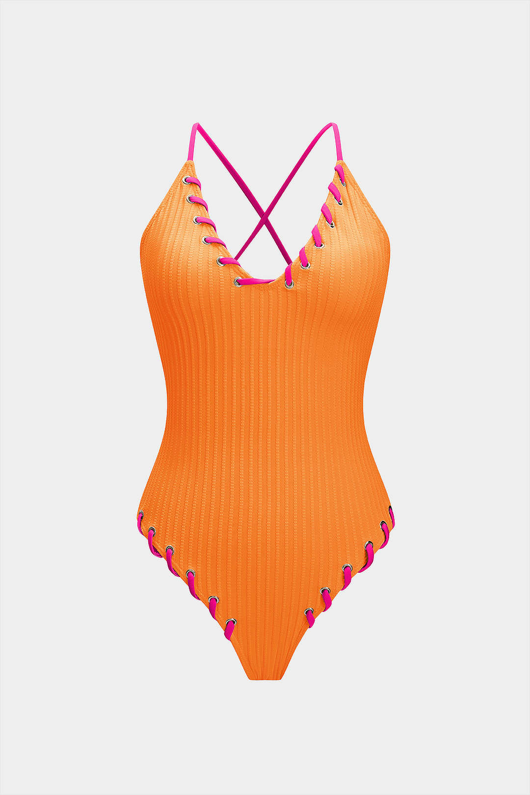 Contrast Whipstitching Tie Back Sleeveless Slip Bodysuit