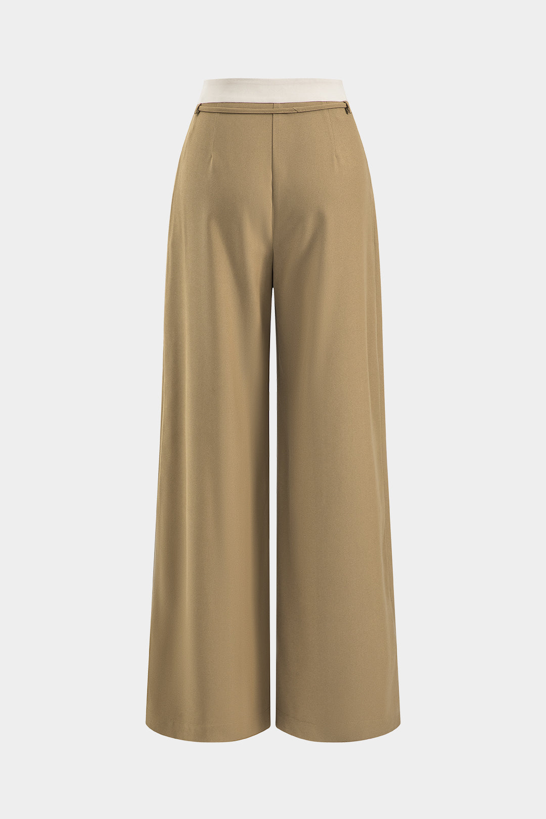 Ruched Patchwork Tie Front Wide Leg Trousers