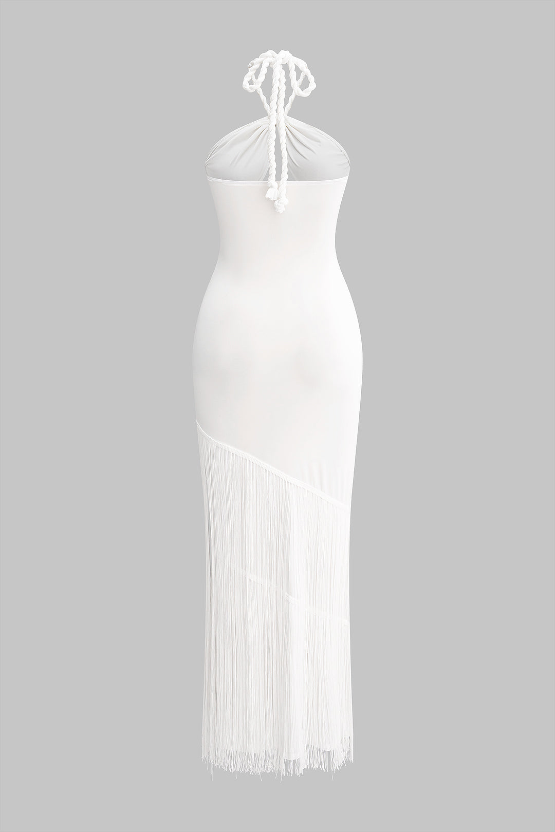 Halter Neck Cut Out Patchwork Fringe Sleeveless Maxi Dress
