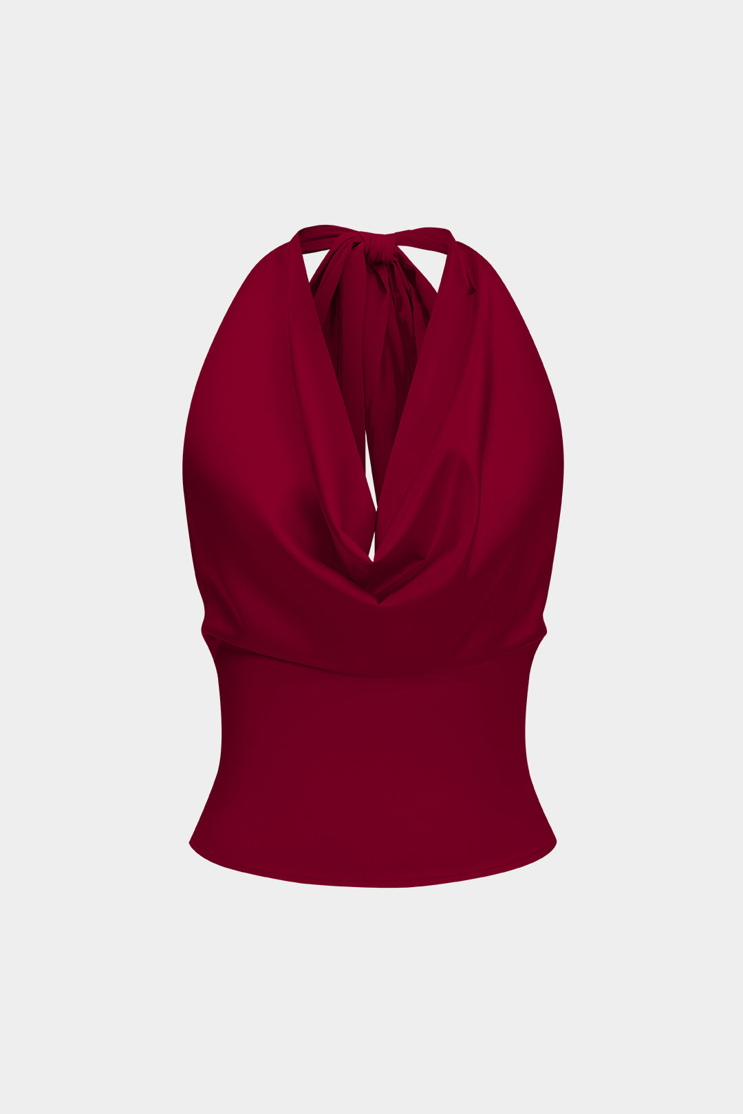 Satin Halter Neck Tie-Up Backless Cowl Neck Tank Top