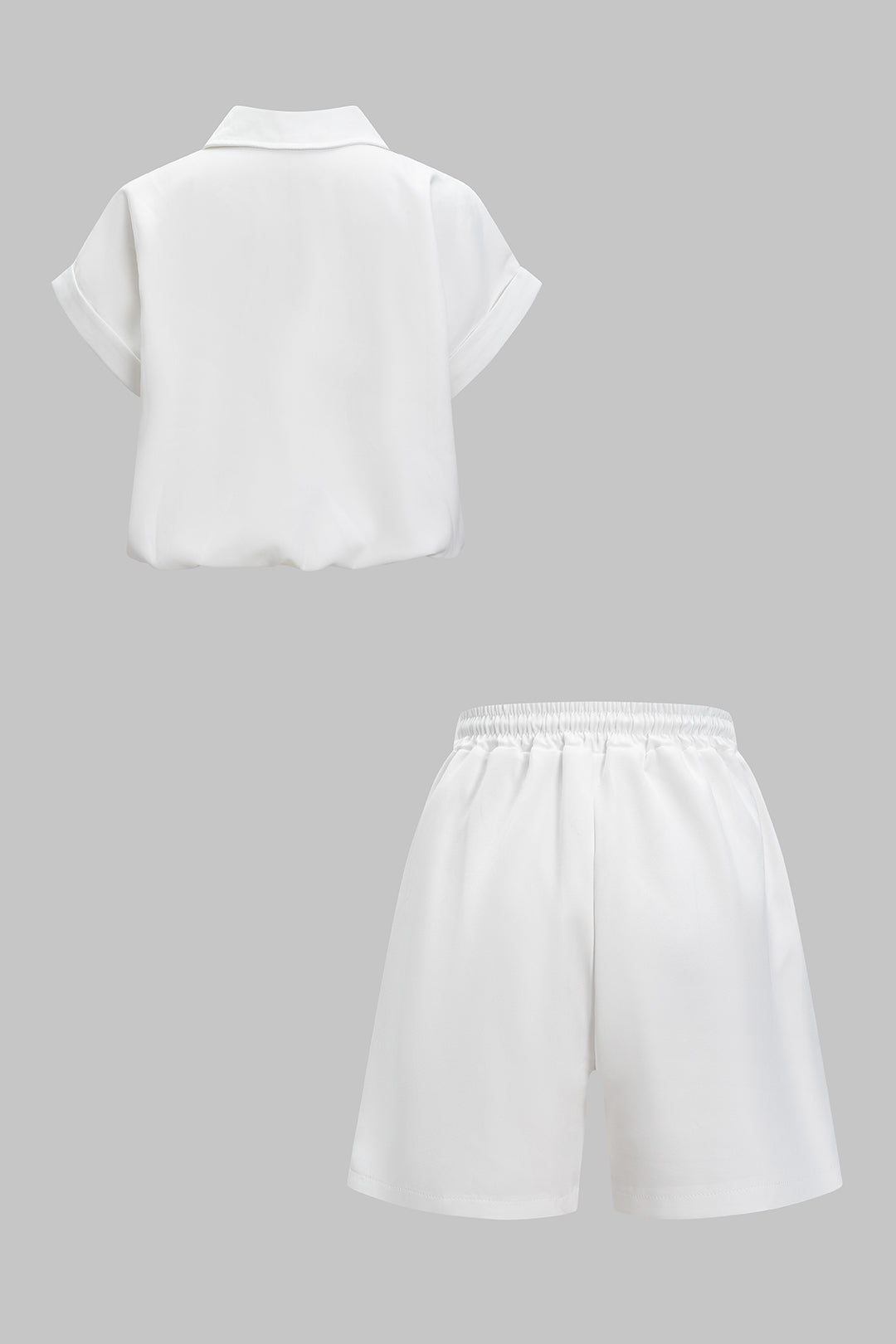 Pocket Button Tank Top And High Waist Drawstring Shorts Set