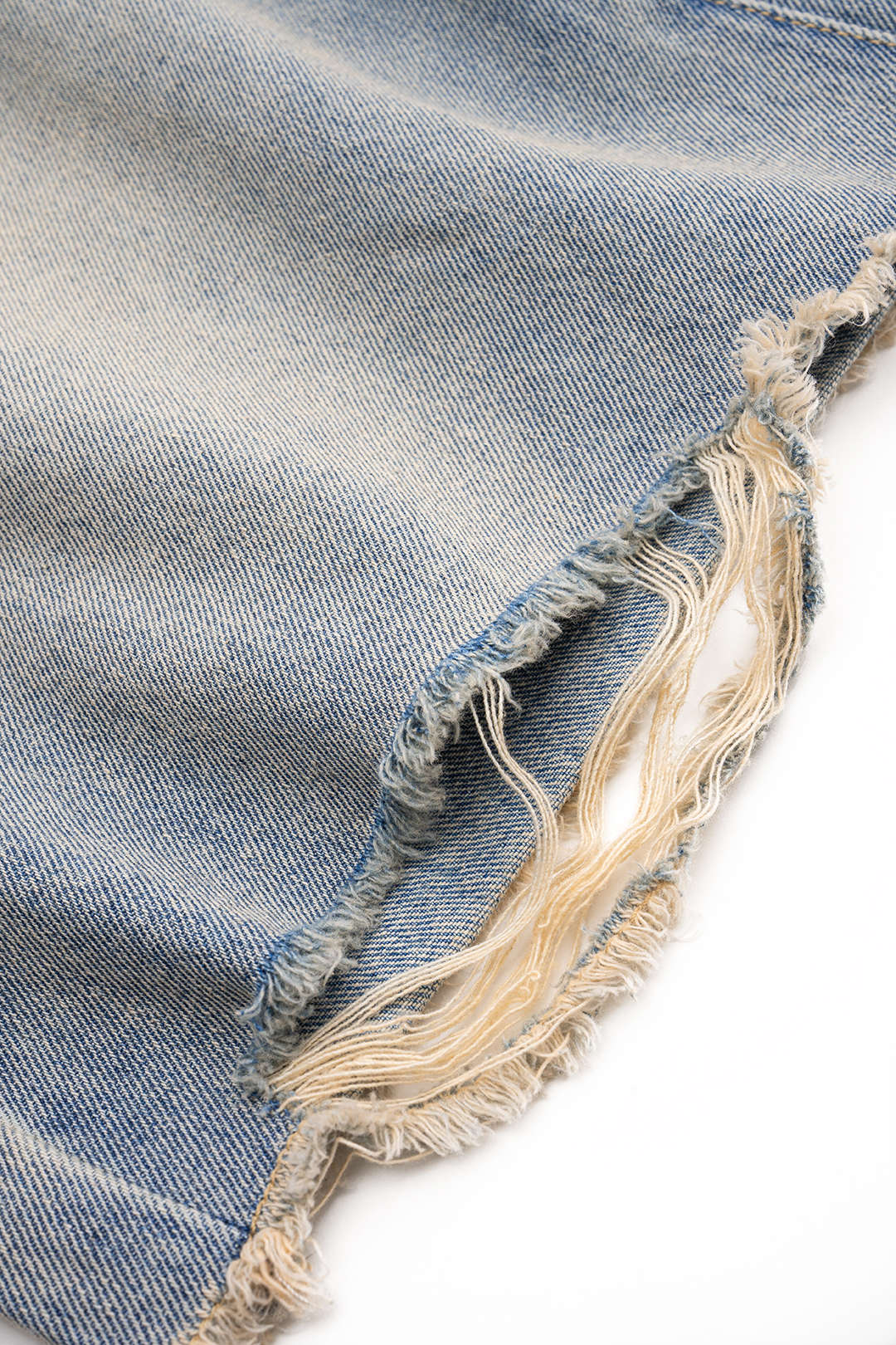 Denim Straight Leg Ripped Frayed Jorts