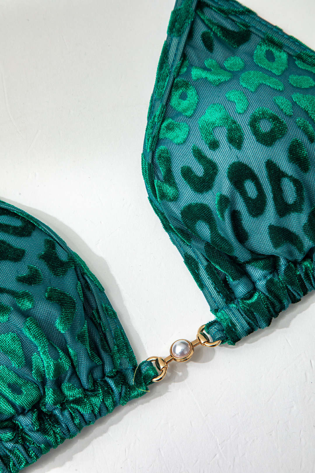 Velvet Metallic Decor Tie-Up Two-Pieces Bikini Set