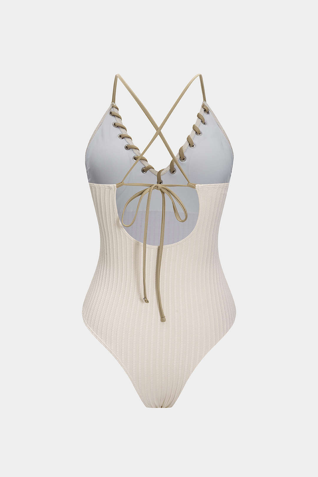 Contrast Whipstitching Tie Back Sleeveless Slip Bodysuit