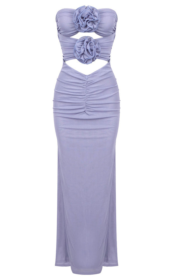 Adela Blue Strapless Cut Out Dress