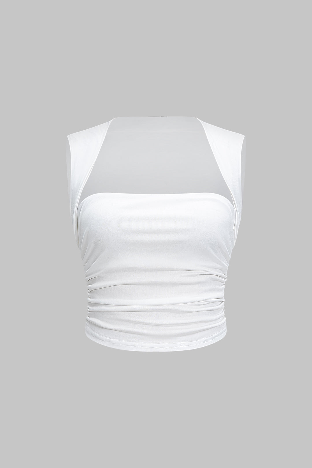 Solid Ruched Sleeveless Tank Top