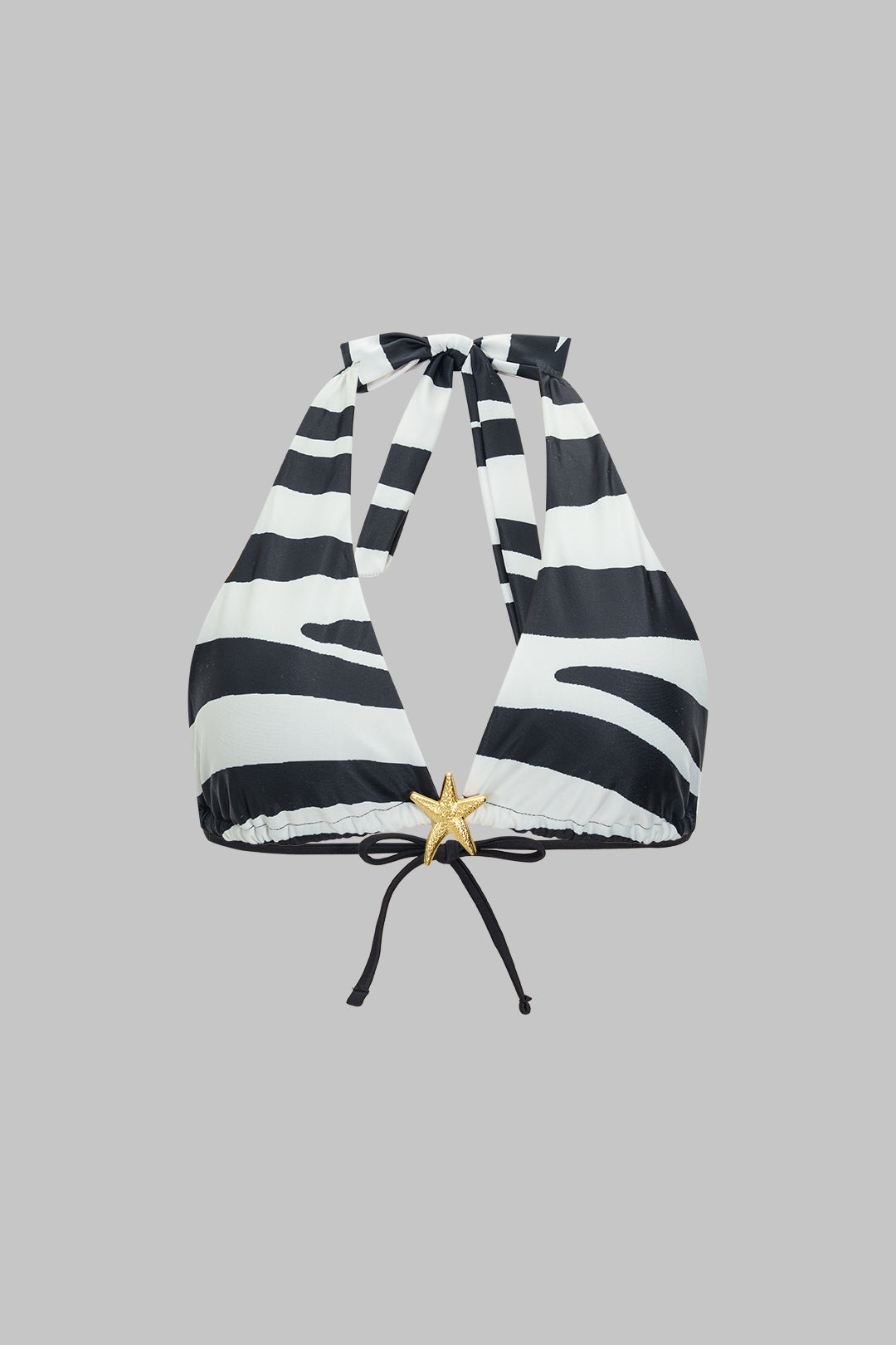 Stripes Print Metallic Decor Tie-Up Bikini Set