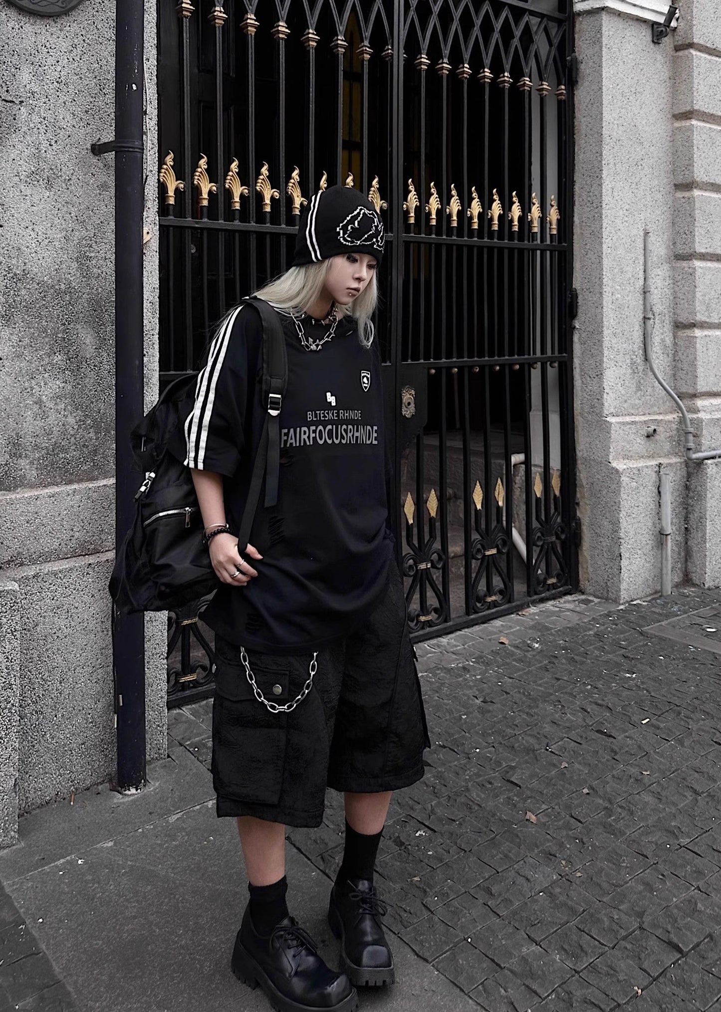 Hip Hop Washed Design Grunge Short Sleeve Top