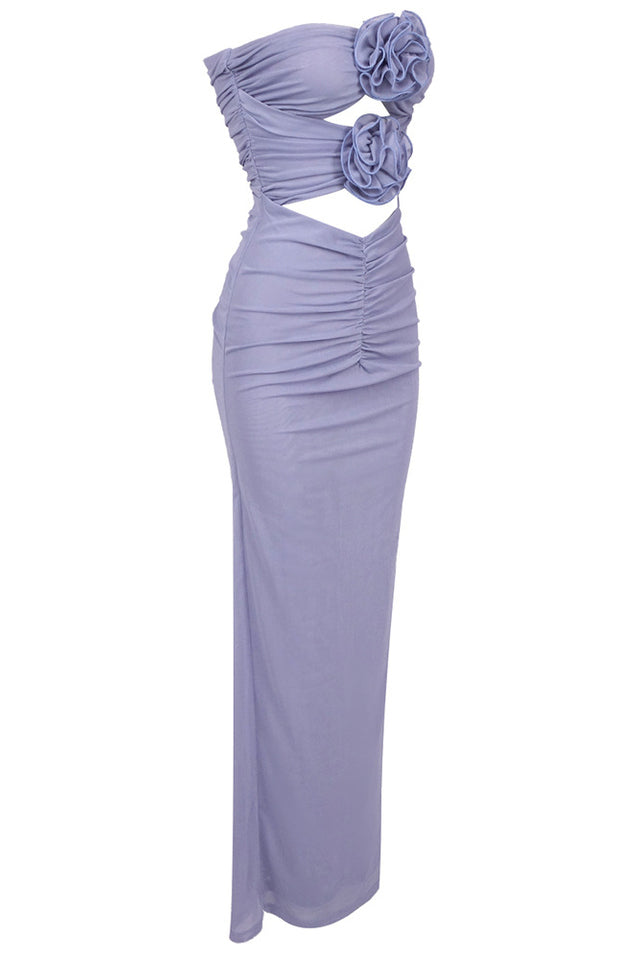 Adela Blue Strapless Cut Out Dress