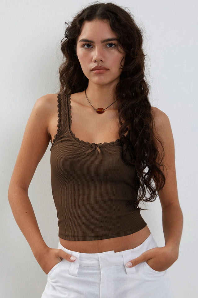 Lace Detailed Square Neck Top