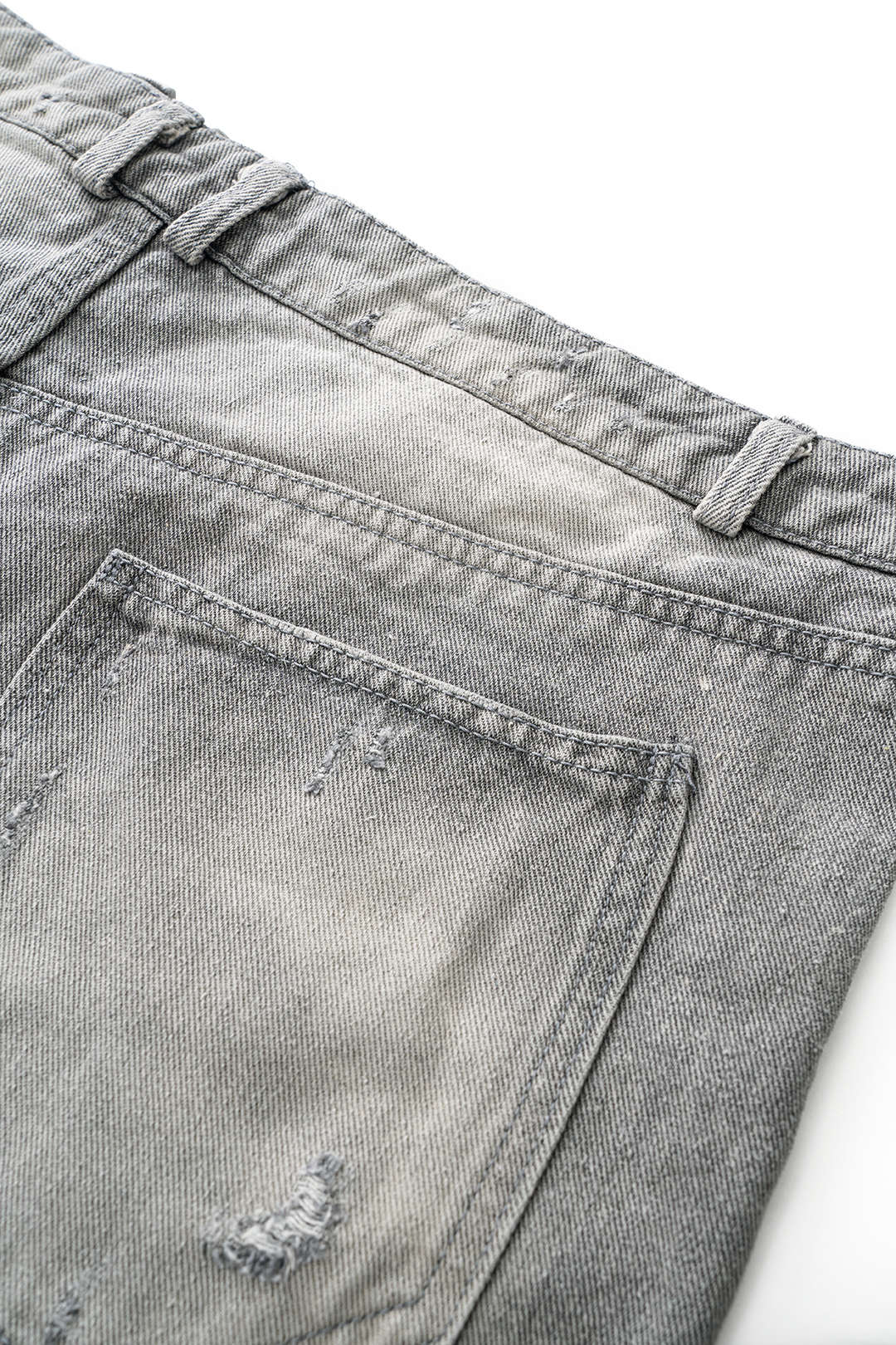 Denim Asymmetrical Ripped Shorts