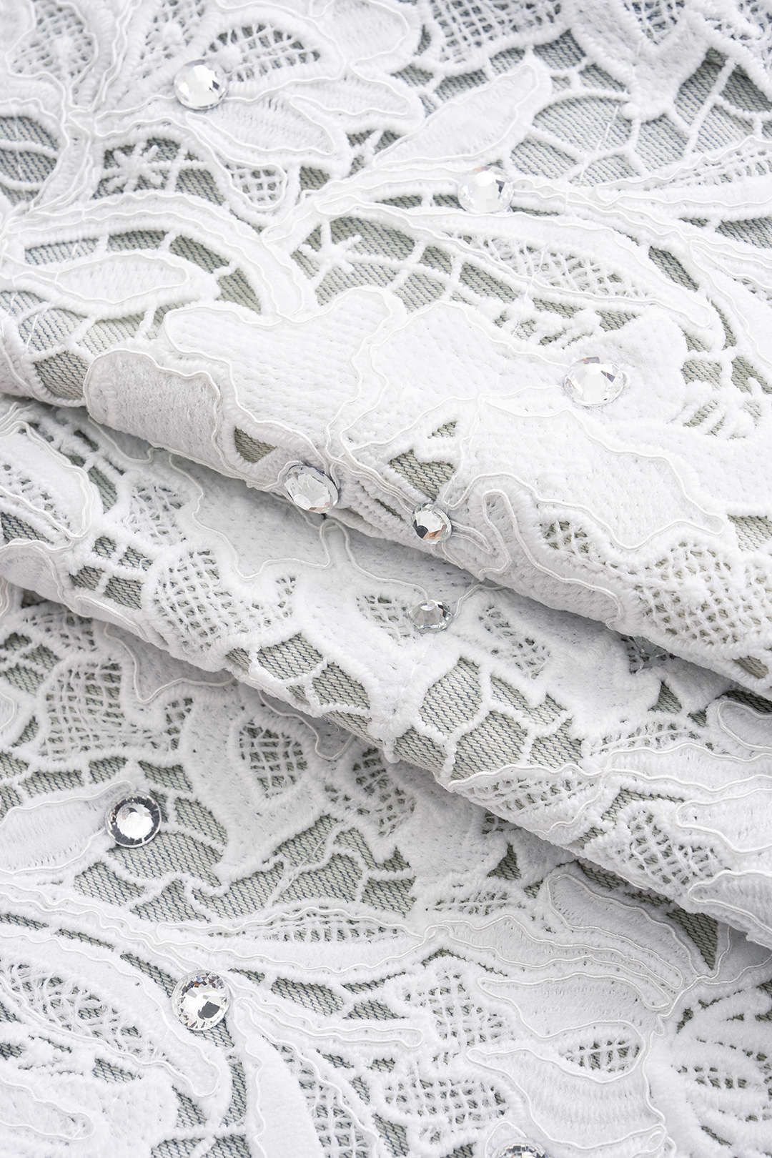 Denim High Waist Lace Patchwork Skirt