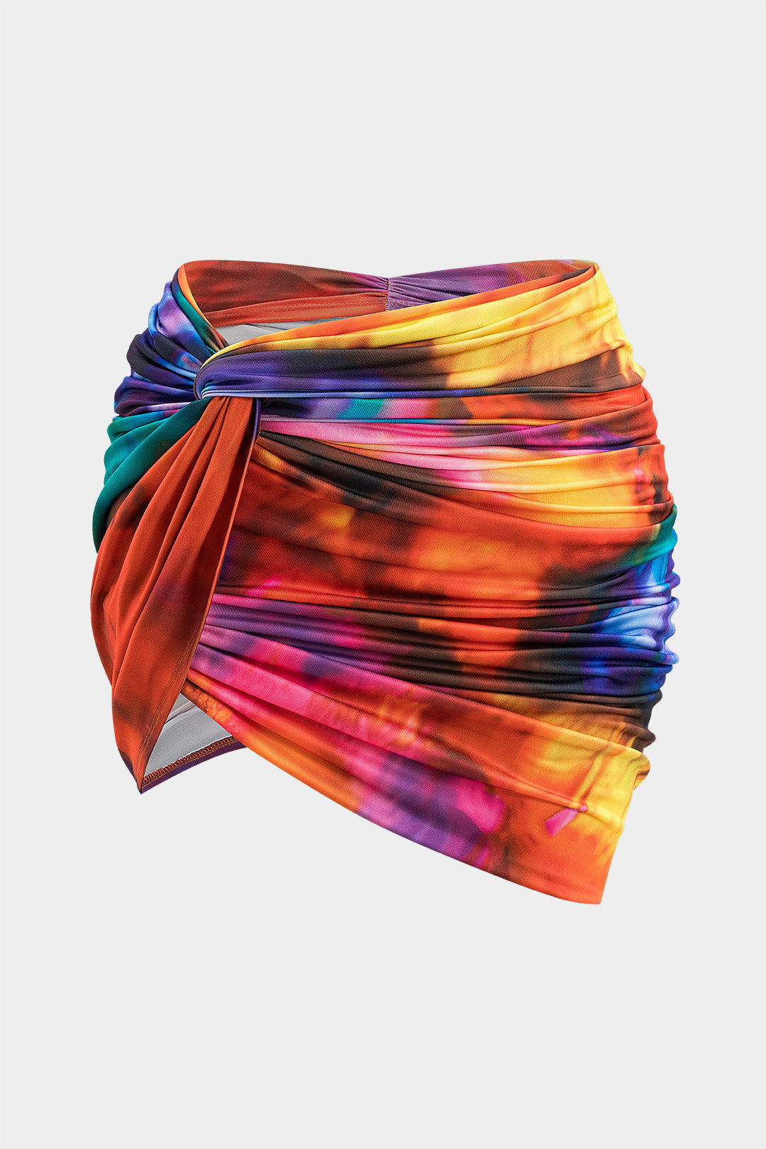 Plus Size Tie Dye Print Ruched Twist Knot Skirt