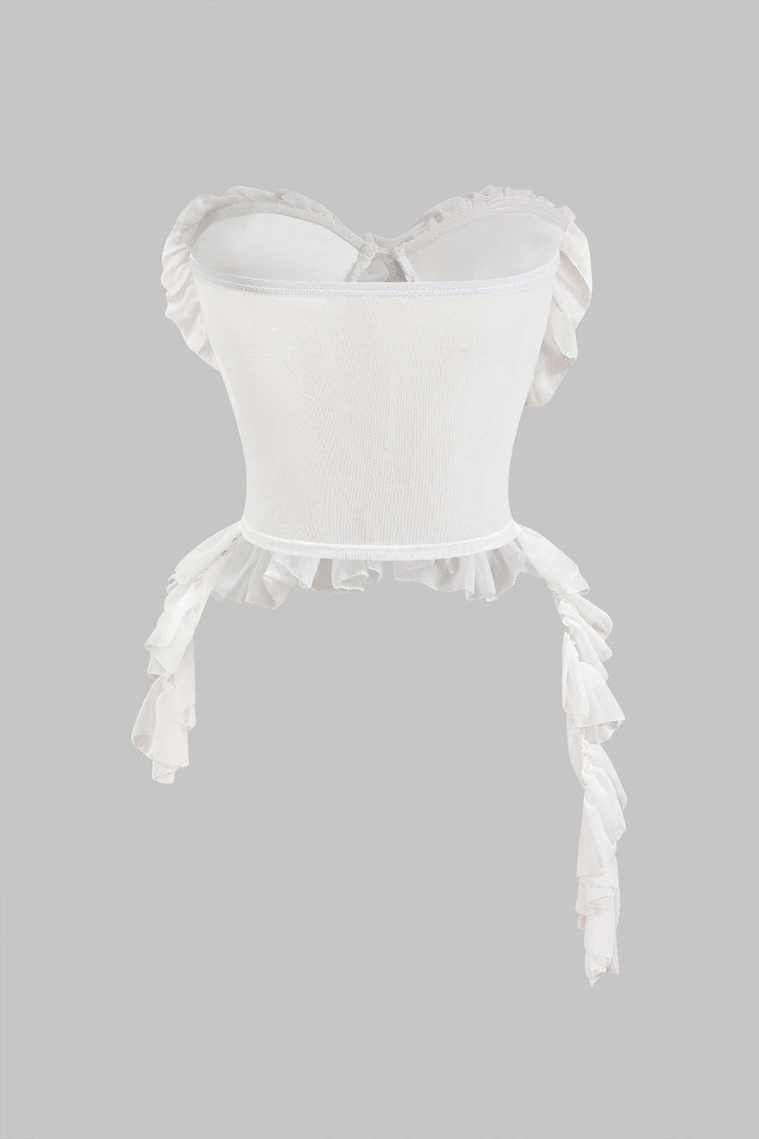 Chiffon Satin Ruffle Corset Tube Top