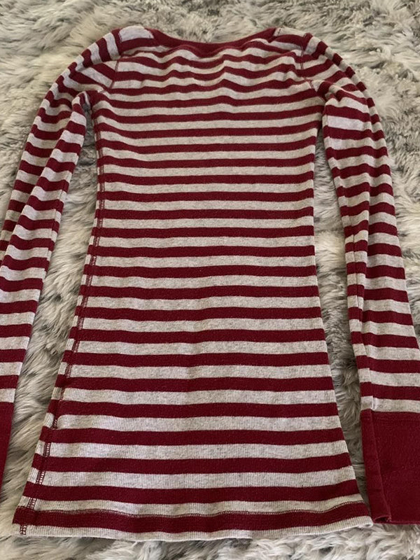 Striped Vintage Street Stripe Long Sleeves Tee