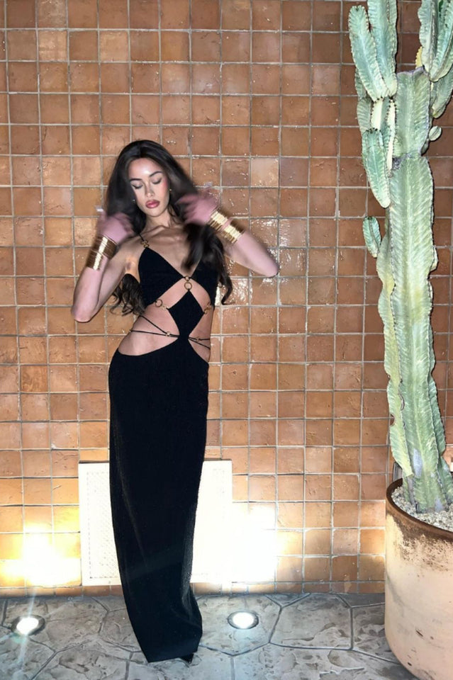 Melina Sexy Halter Wine Dress