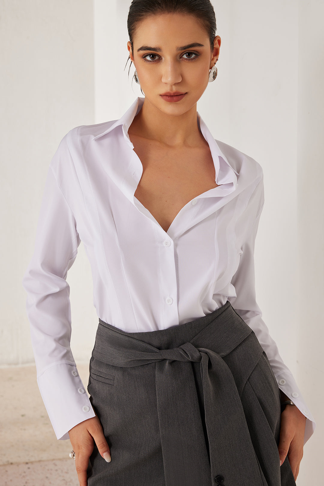 Solid Pleated Tie Mini Skirt