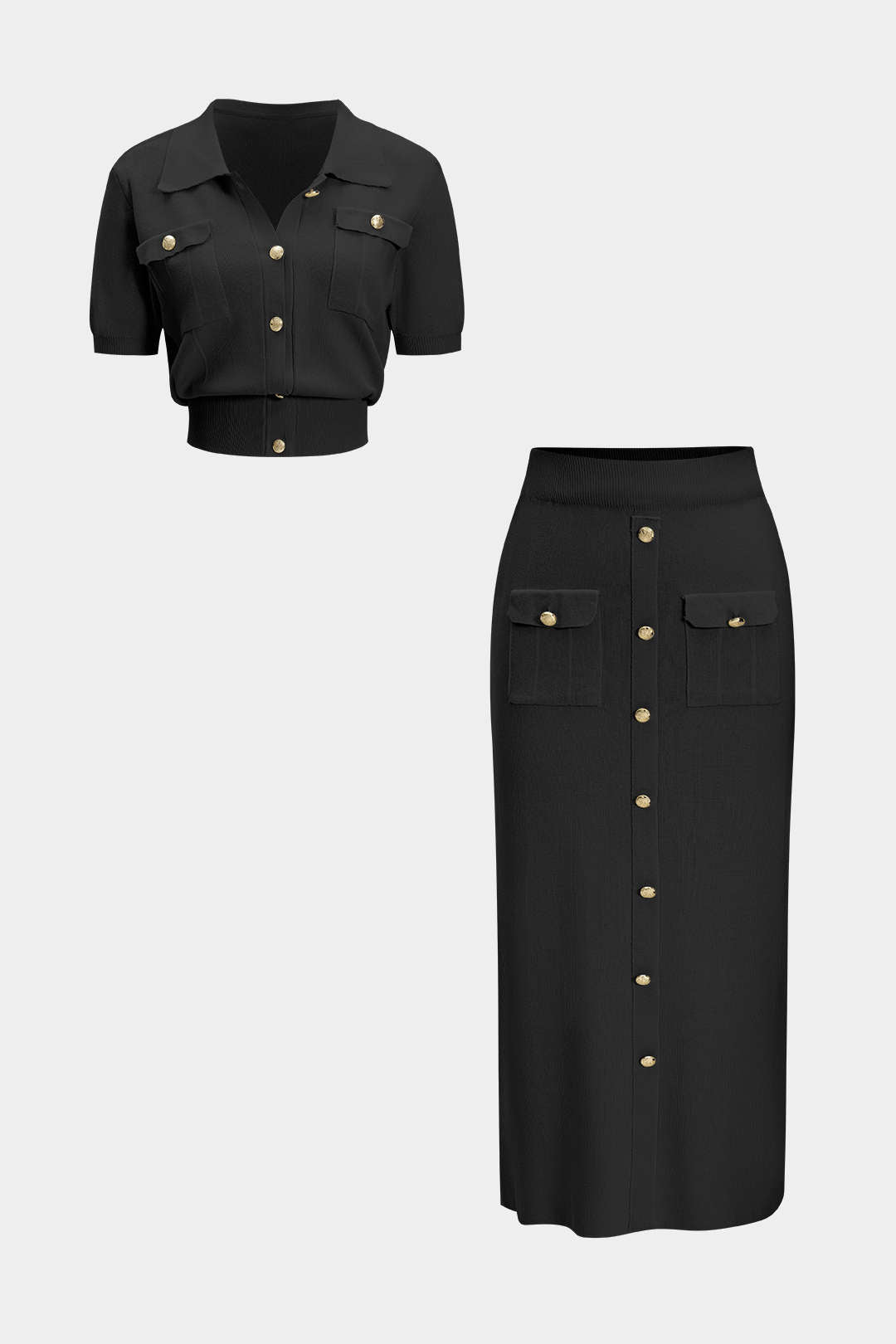 Knit Metallic Detail Tank Top And Skirt Set