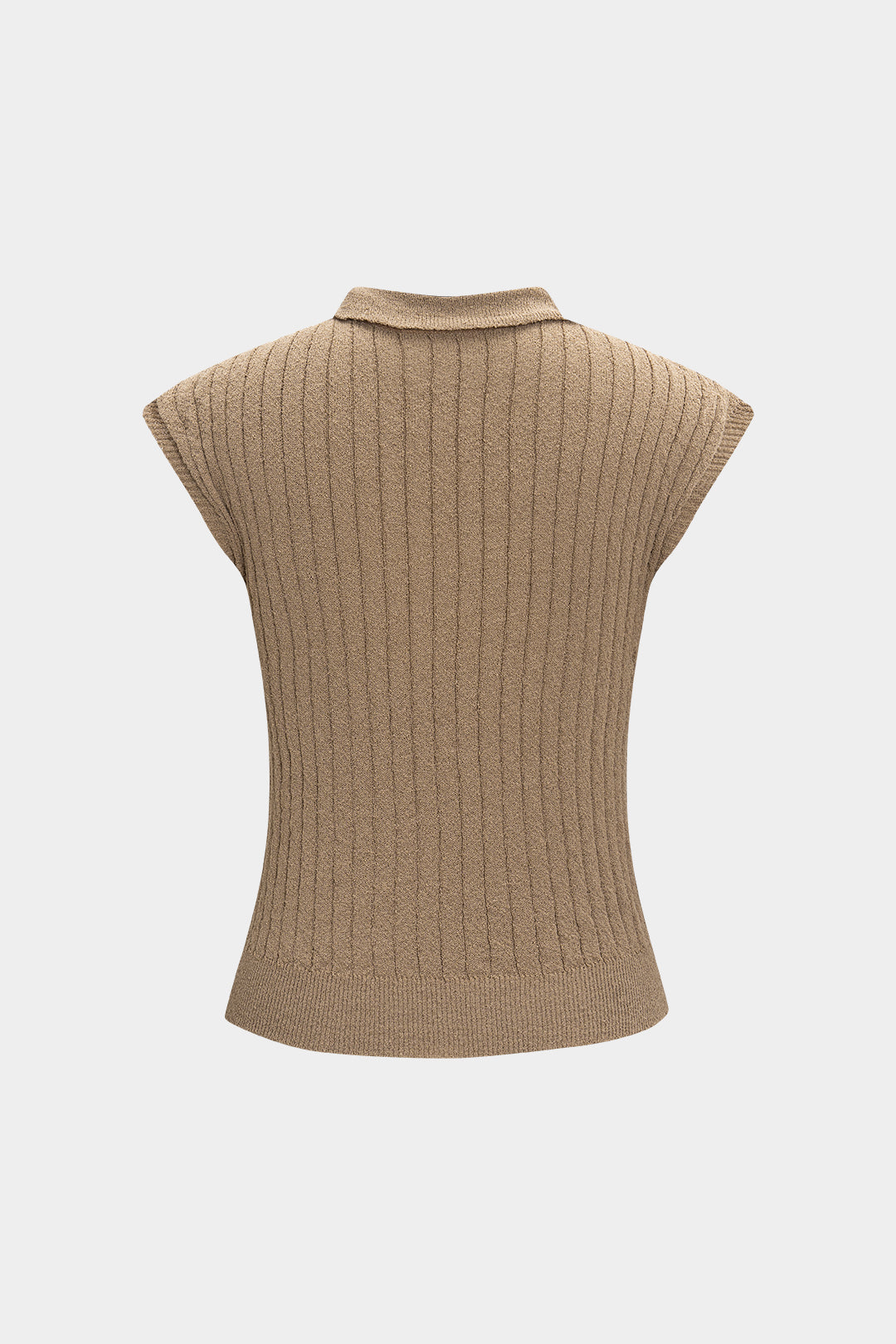 Knit Solid V-Neck Short-Sleeve Top
