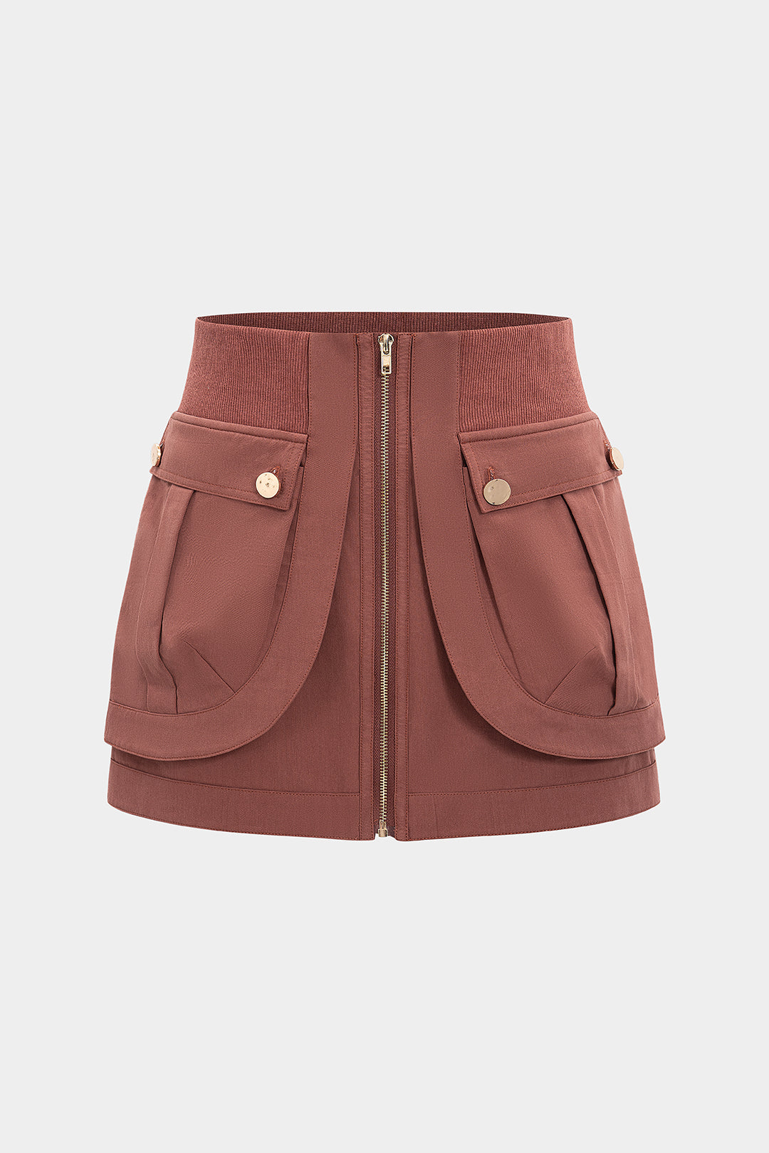 Zipper Patchwork Pocket Skirt