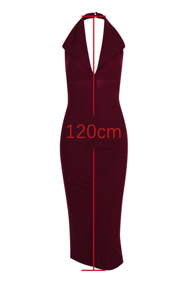 Annita Crepe Halter Midi Dress