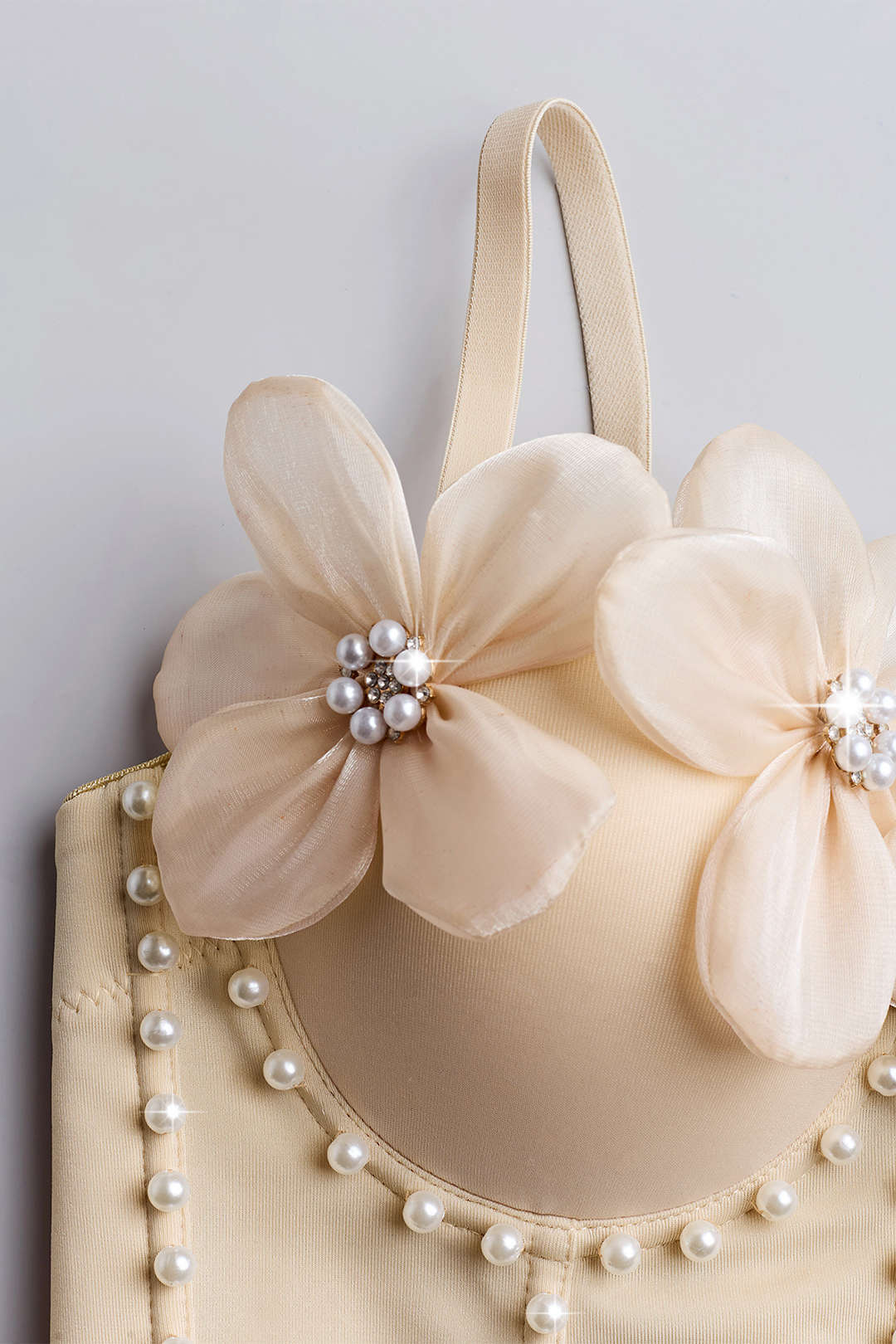 Bustier 3D Floral Rhinestone Pearl Cami Top
