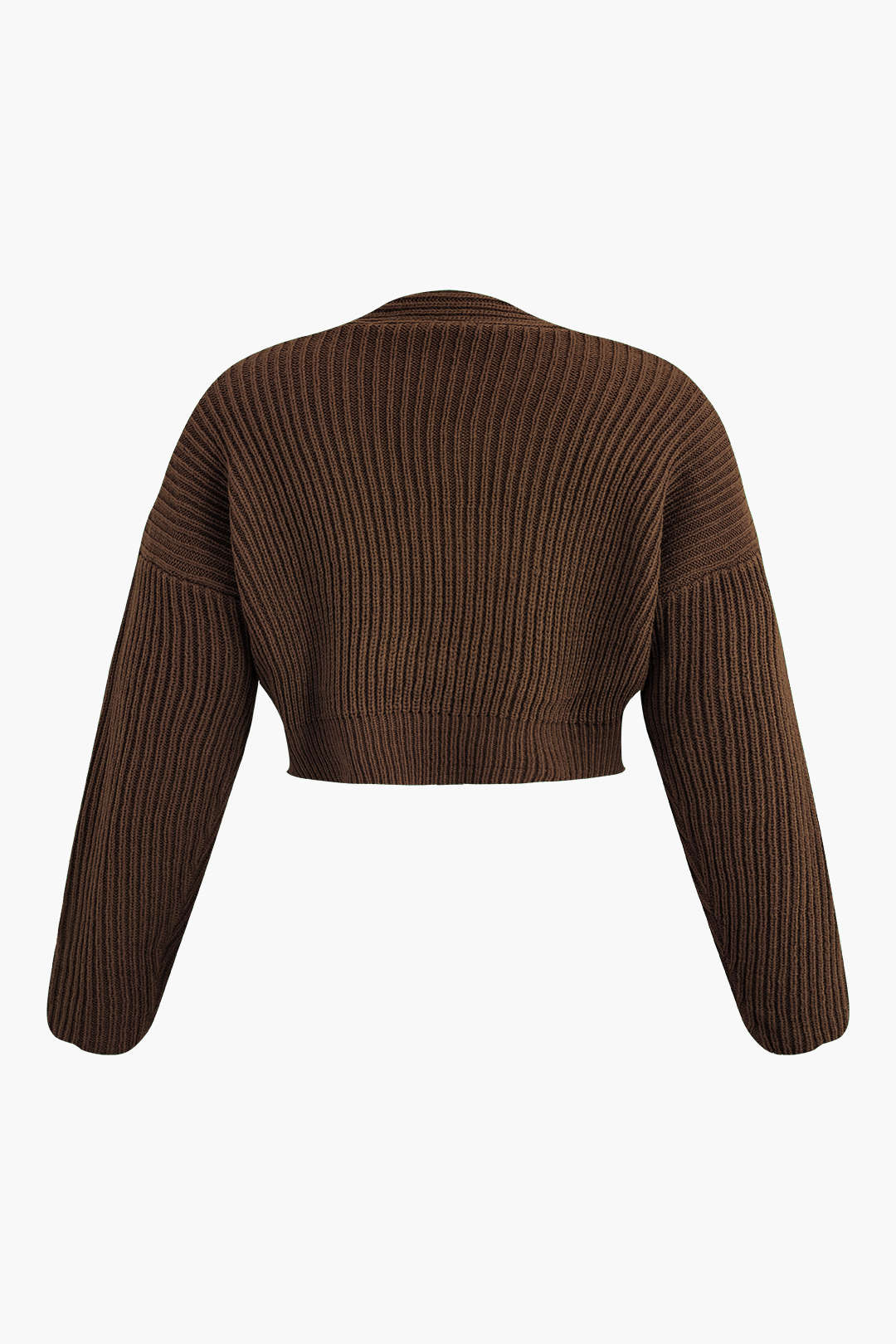 Plus Size Ribbed Knit Crop Long-Sleeve Top