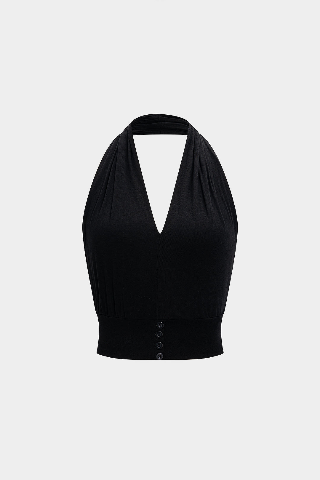 Knit V-Neck Halter Backless Tank Top