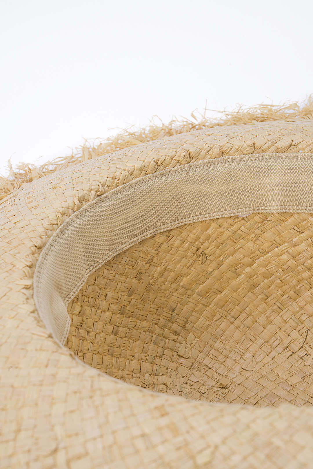 Woven Wide Brim Frayed Edge Hat