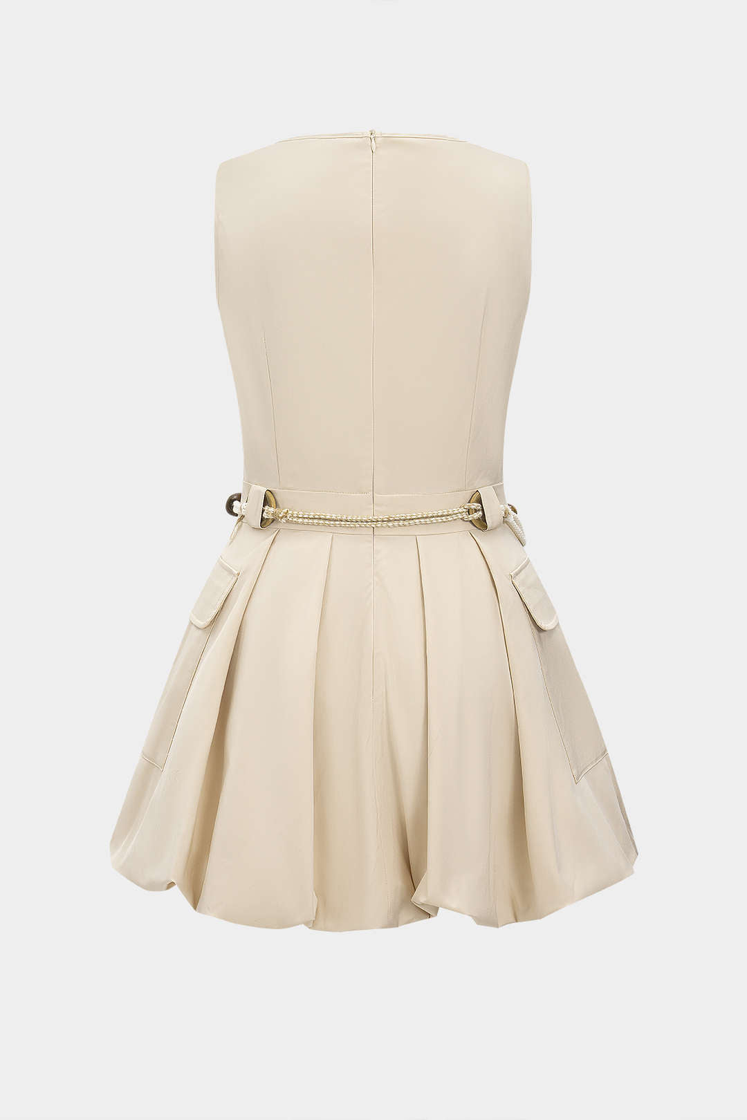 V-Neck Belted Sleeveless Mini Dress