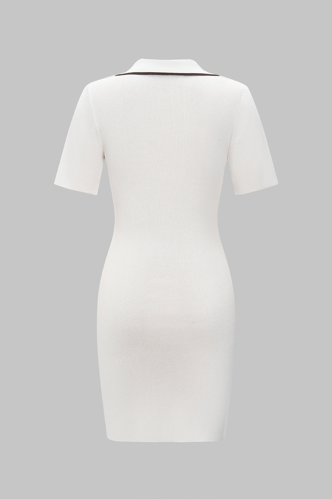 Contrast Metallic Button Short Sleeve Midi Dress