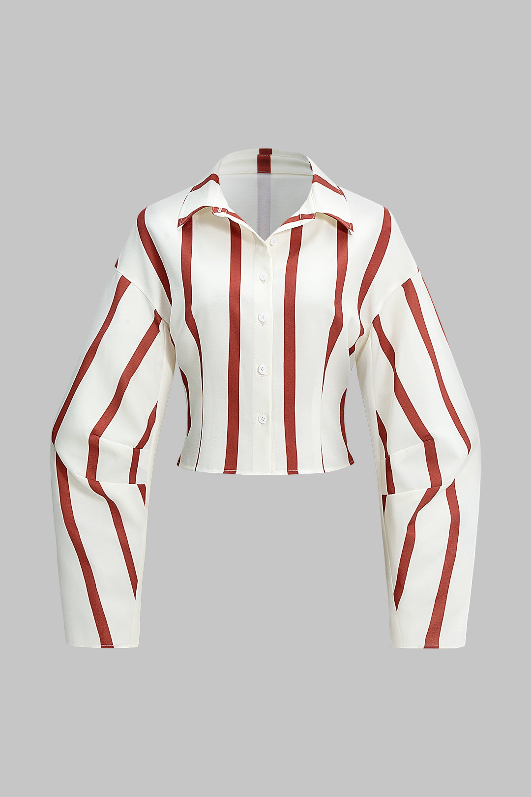 Contrast Stripes Print Button Long-Sleeve Shirt