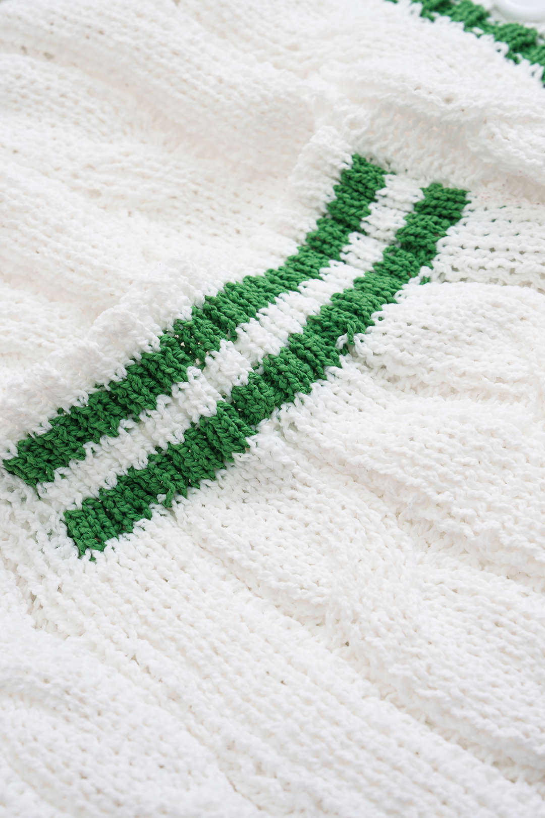 Contrast Knit Button Short-Sleeve Top