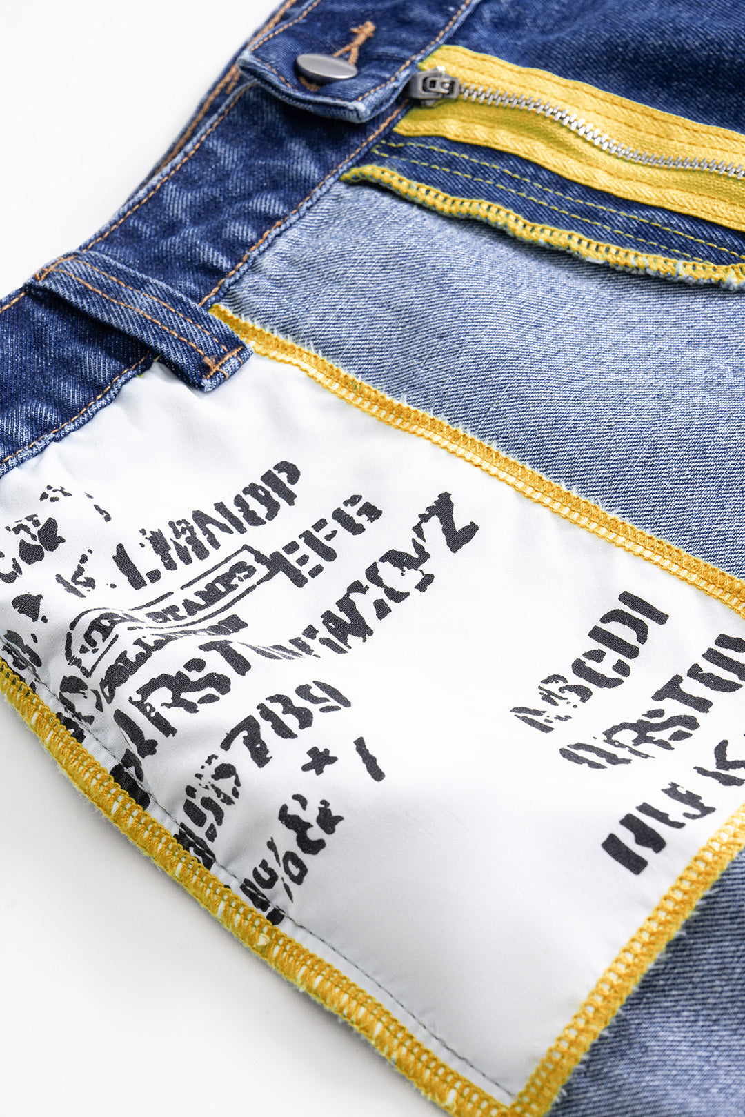 Contrast Denim Patchwork Skirt