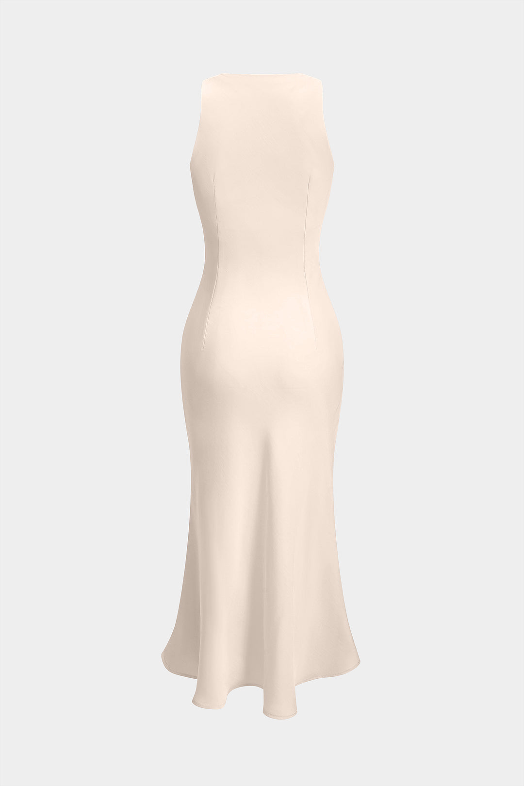 Satin Slip Twist Knot Ruched Sleeveless Midi Dress