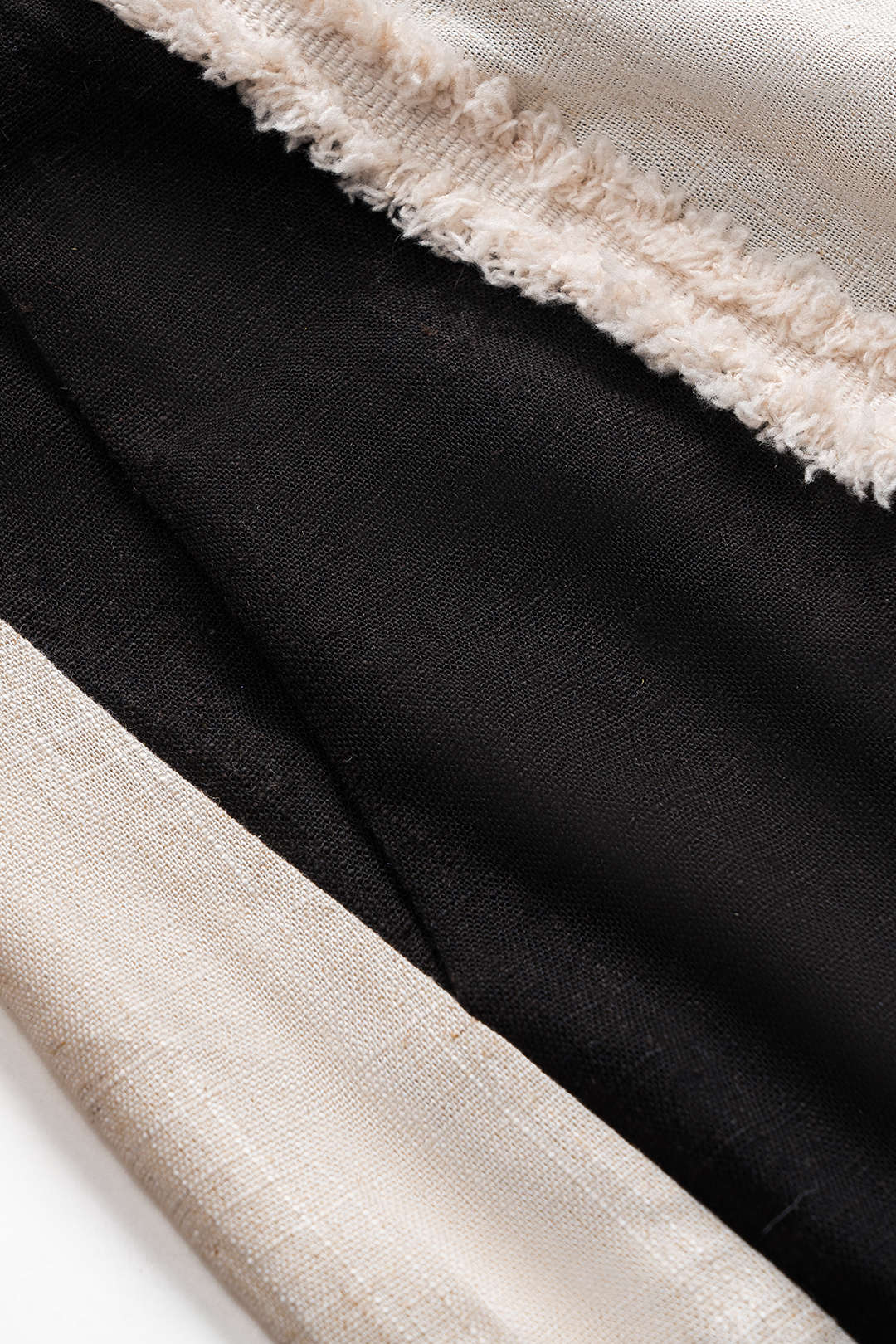 Contrast Linen Asymmetrical Button Patchwork Shorts