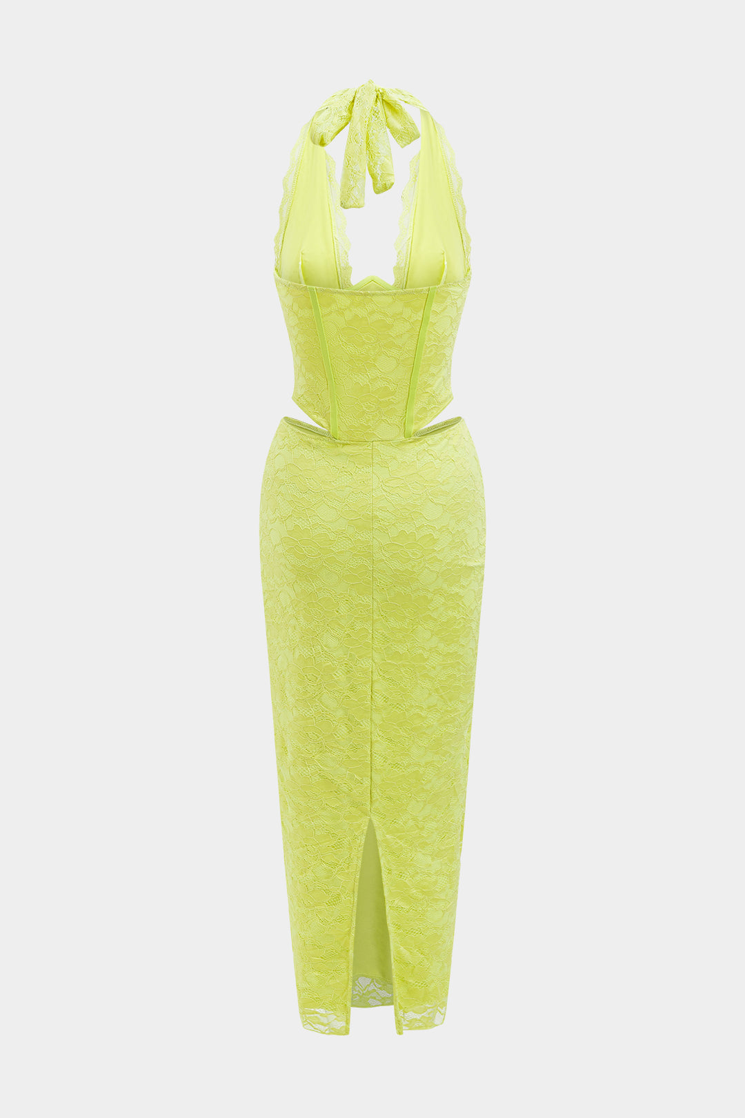 Halter Neck Backless Cut Out Corset Waist Maxi Dress