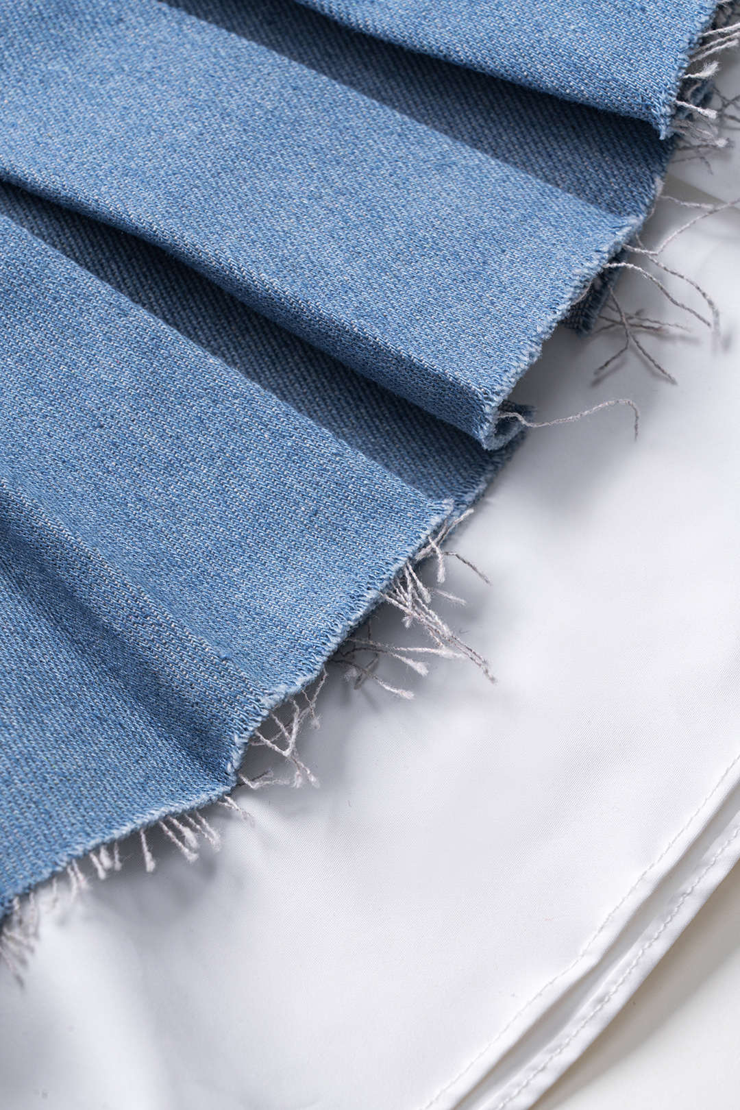 Contrast Denim Pleated Patchwork Skirt