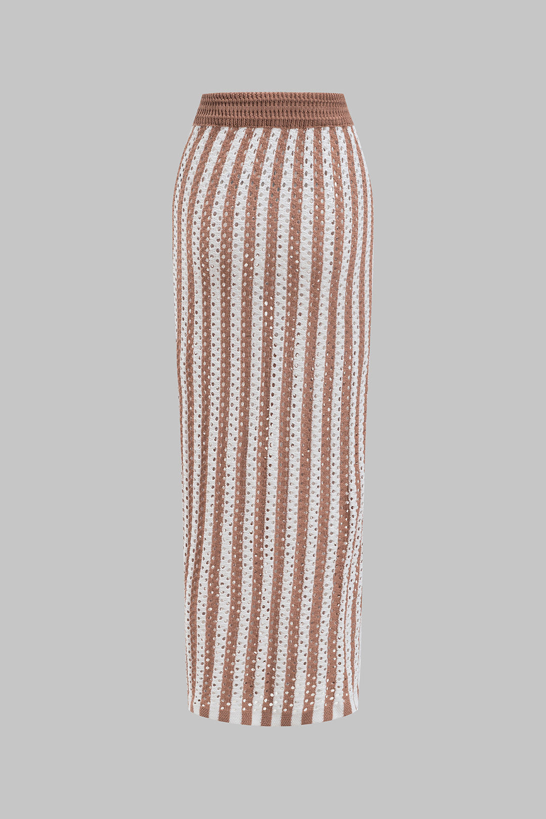 Knit Hollow Out V-Neck Tie-Front Tank Top And Drawstring Slit Skirt Set