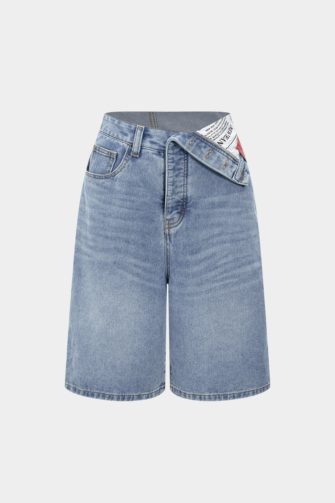 Denim Asymmetrical Pocket Shorts