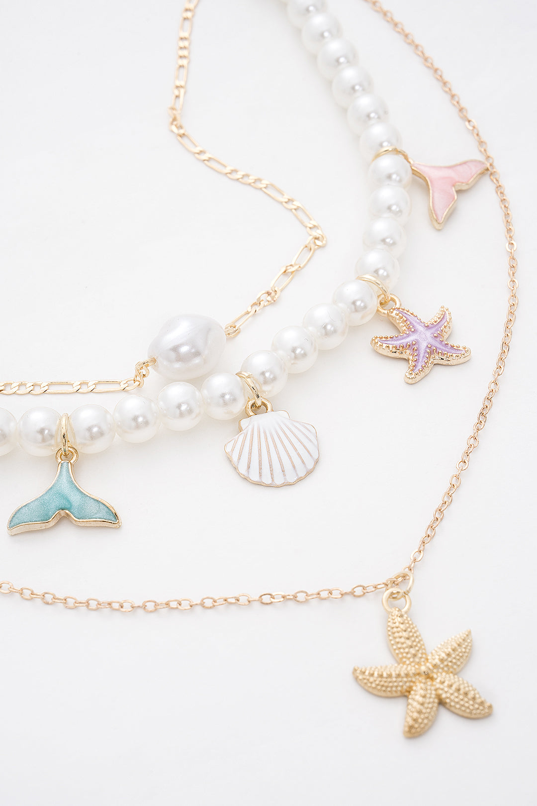 Seashell Multi-Layer Starfish Pendant Necklace Set