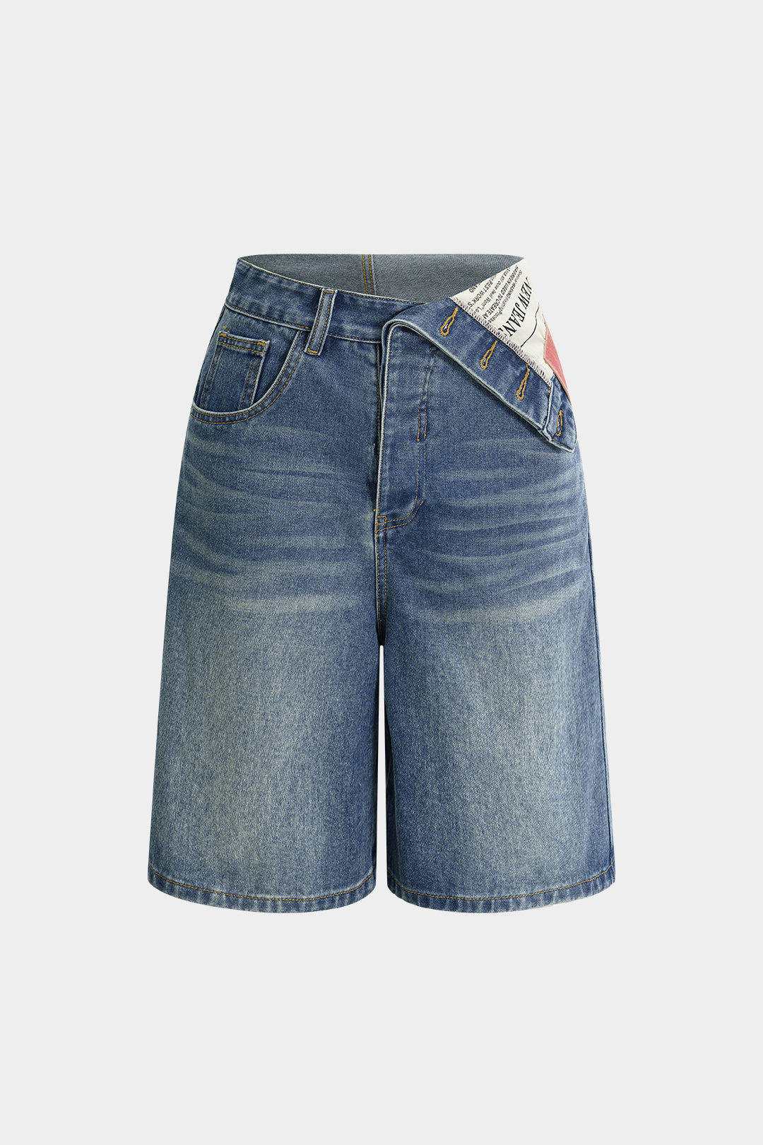 Denim Asymmetrical Pocket Shorts