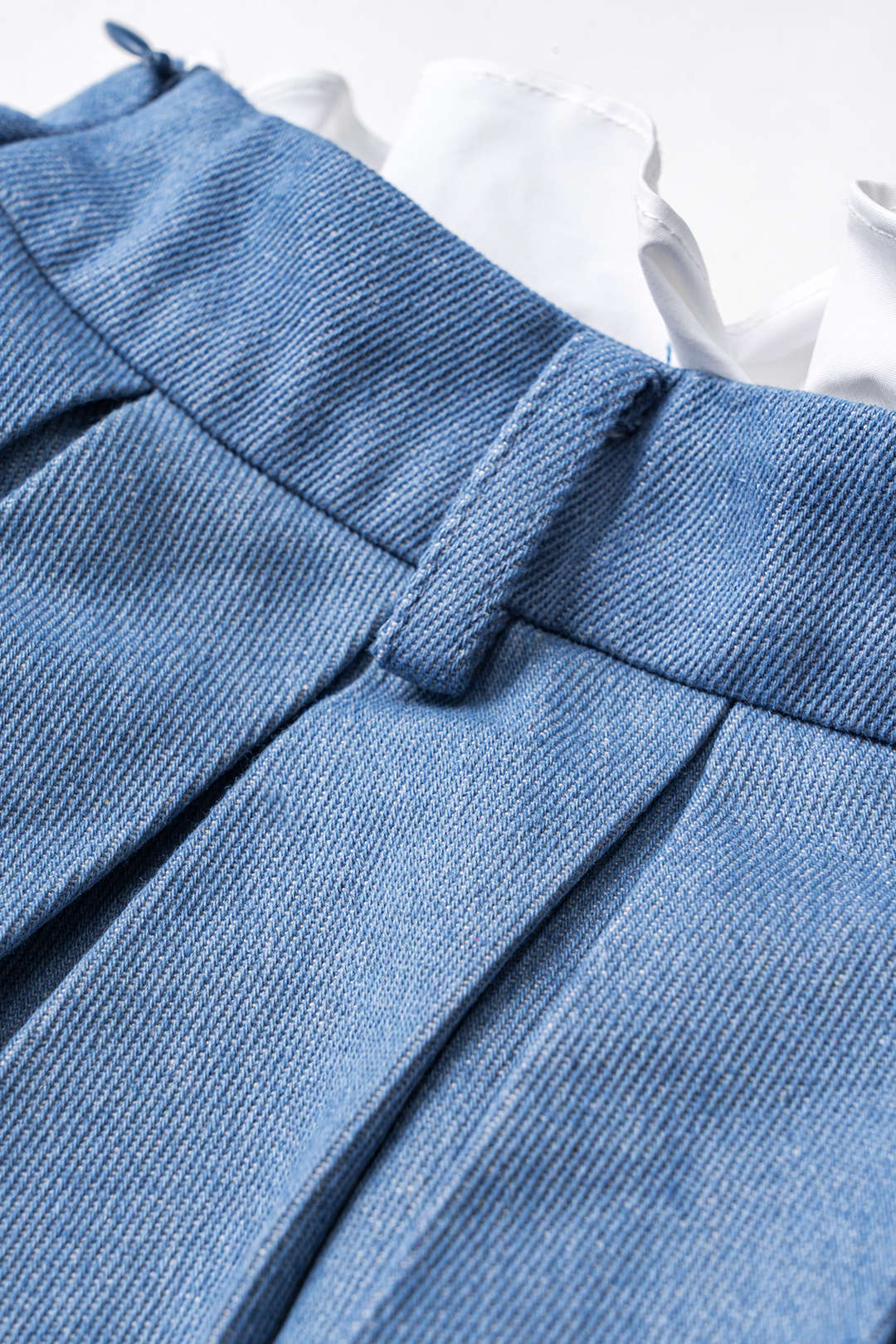 Contrast Denim Pleated Patchwork Skirt
